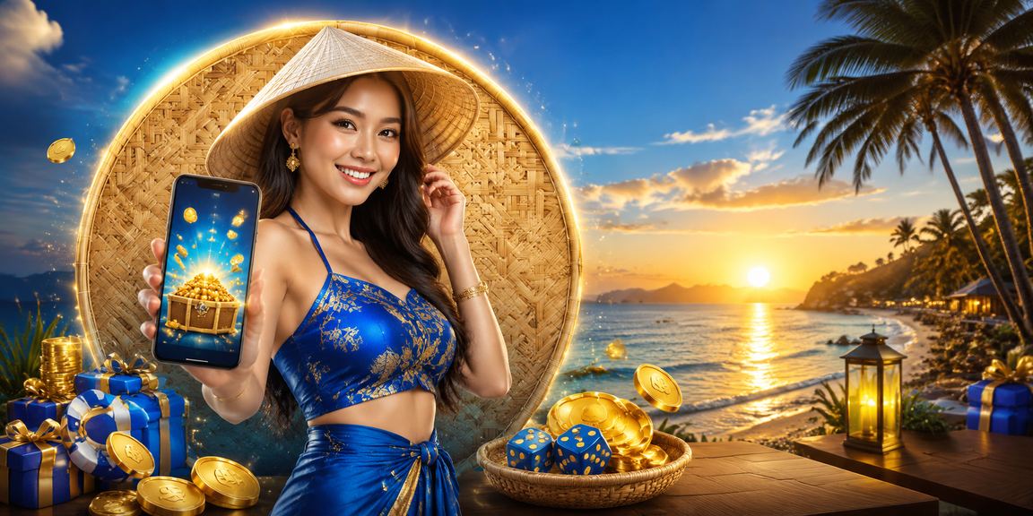 Người chơi tại Phú Quốc đăng ký nhận bonus với nón lá truyền thống